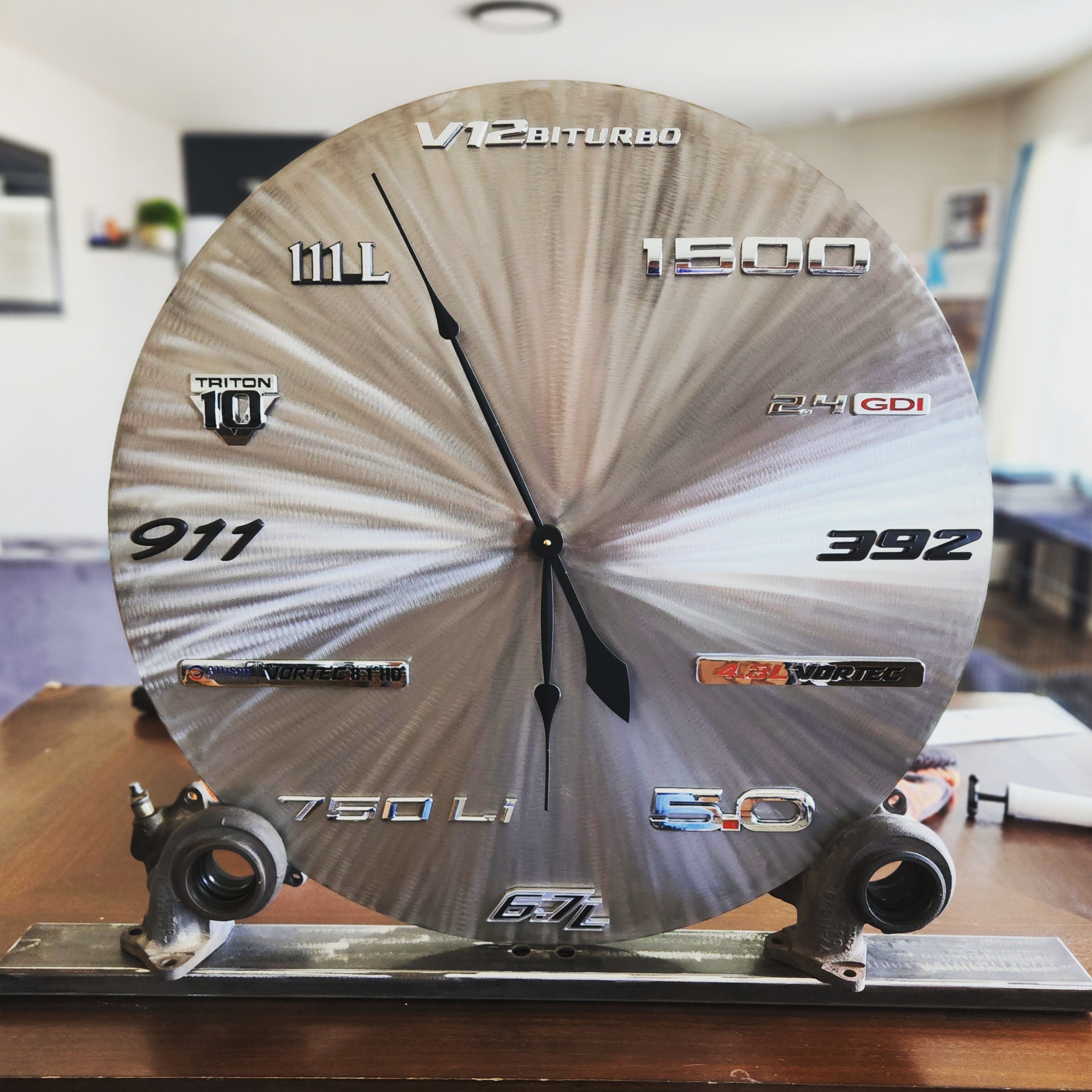 32" Stainless Auto Emblem Clock